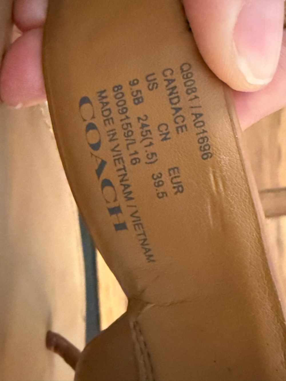 Coach Women’s Candace Tan Leather T-Strap Sandals with Gold Accent - Picture 9 of 9